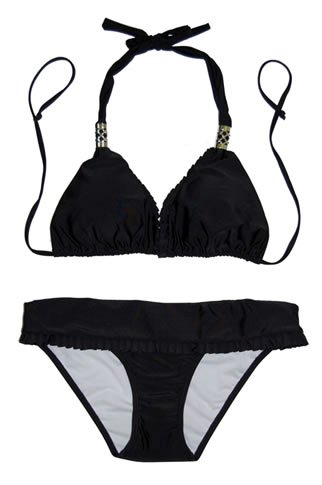 Triangle Halter Top Bikini & Skirted Bottom (3 Colors)