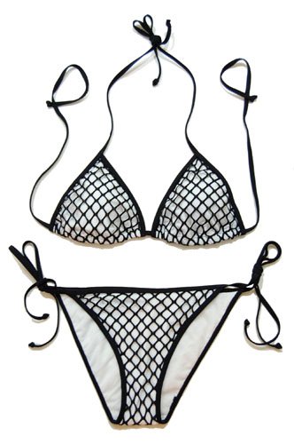 Trianlge Top Bikini with Net Overlay