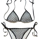 Trianlge Top Bikini with Net Overlay
