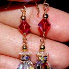 HANDMADE SWAROVSKI CRYSTALS DANGLE EARRINGS 14ct Goldfilled