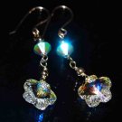 14ct GF SWAROVSKI CRYSTALS FLOWER DANGLE EARRINGS