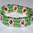 STUNNING CRYSTAL GLASS BEADED STRETCH CUFF BRACELET