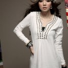 trendy Korean Japan Style White Women Long Dress Top
