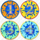 SPLASHES OF COLOR ONESIE STICKERS 1 to 12 months by Onesie Stickers, Free Milestone Stickers