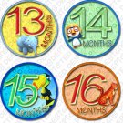 JUNGLE ZOO ANIMALS MONTHLY ONESIE STICKERS 13-24 MONTHS, infants and toddlers scrapbooking JUNGLE ZOO ANIMALS MONTHLY ONESIE STICKERS 13-24 MONTHS, infants and toddlers scrapbooking