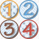 LIL BEES ONESIE STICKERS, 1-12 months, boys blue checkered striped picture stickers LIL BEES ONESIE STICKERS, 1-12 months, boys blue checkered striped picture stickers