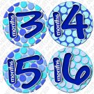 BLUE POLKA DOTS "Bubbles" Onesie Stickers 13-24 months Plus 8 Free Milestone Stickers BLUE POLKA DOTS "Bubbles" Onesie Stickers 13-24 months Plus 8 Free Milestone Stickers