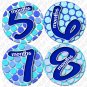 BLUE POLKA DOTS "Bubbles" Onesie Stickers 1 to 12 months Plus 8 Free Milestone Stickers