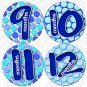 BLUE POLKA DOTS "Bubbles" Onesie Stickers 1 to 12 months Plus 8 Free Milestone Stickers