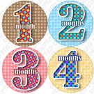 Monthly Onesie stickers DANCING DOTS 1 to 12 months baby shower gifts