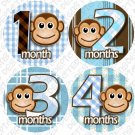 Monthly Onesie stickers Boy Monkey Stripes blue white baby shower gifts Monthly Onesie stickers Boy Monkey Stripes blue white baby shower gifts