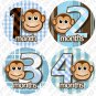 Monthly Onesie stickers Boy Monkey Stripes blue white baby shower gifts
