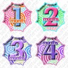 Monthly Onesie stickers bright colorful SWIRLS baby shower gifts Monthly Onesie stickers bright colorful SWIRLS baby shower gifts