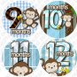 Boy blue Monkeys Go Bananas Baby Month Stickers baby album stickers