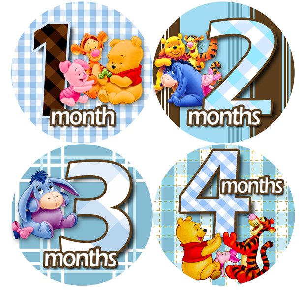 Winnie The Pooh Baby Month Stickers baby album stickers