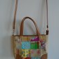 Relic Convertible Satchel Tan Canvas Patchwork Shoulder Bag with Leather Strap