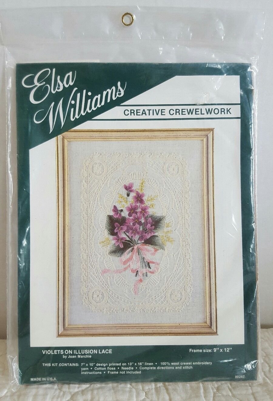 ELSA WILLIAMS Crewel Kit VIOLETS ON ILLUSION LACE by Joan Marchie #00287 New