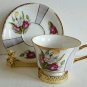 Vintage Made In Japan Tea Cup and Saucer Tulip Bouquet Gold Trim Excellent EUC