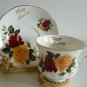 Vintage Royal Grafton Tea Cup and Saucer Rose Bouquet Happy Birthday Gift EUC