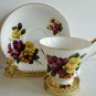 Vintage Royal Windsor English Tea cup & saucer Rose Bouquet Footed Cup Gold Trim