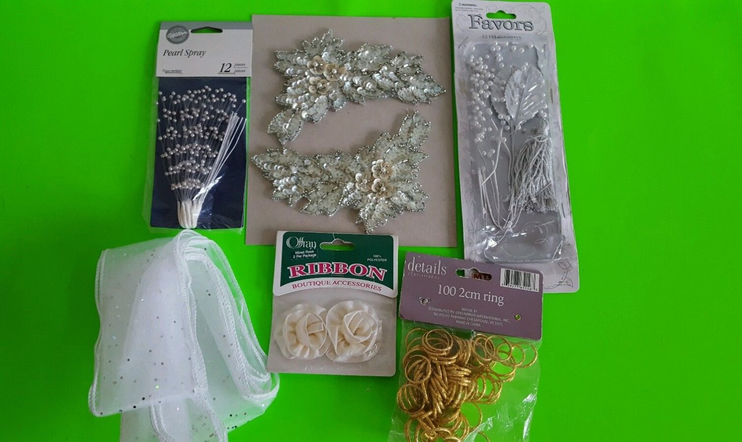 Wilton Pearl Spray 2 cm rings Sequin,Ribbon, Wedding Decor Hair Cake Dress Veil