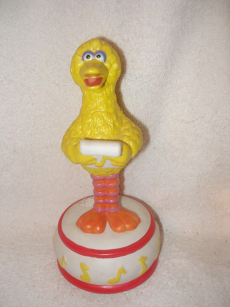Vintage 1980s Ceramic Sesame Street Big Bird Music Box Ceramic Figurine