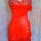 Red short dance dress Latin for dance competitions
