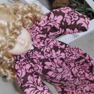 Chocolate Pink Damask Tunic Doll Dress