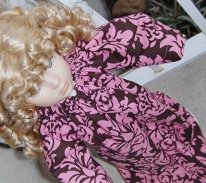 Chocolate Pink Damask Tunic Doll Dress