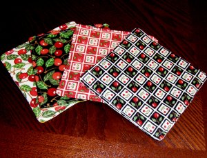 Cherries Fabric Coasters Set of 4