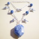 Blue quartz and pearl necklace