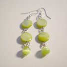 Lime green shell and cats eye earrings
