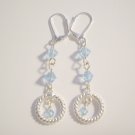 Aqua blue Swarovski silver dangle earrings