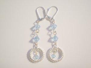 Aqua blue Swarovski silver dangle earrings