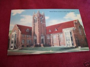 Vintage Postcard Fort Scott Kansas Presbyterian Church