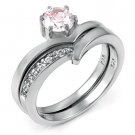 Sterling Silver CZ Bridal Wedding Ring Set