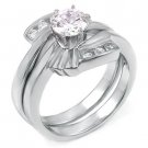 Sterling Silver CZ Engagement Wedding Ring Set