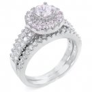 Sterling Silver CZ Engagement Wedding Ring Set