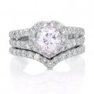 Sterling Silver CZ Engagement Wedding Ring Set