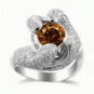 2.20  Carats Red Cognac VS Diamond Ring in 18k White Gold