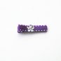 No Slip Hair Clips - Purple Saddle Stitch with Rhinestone Daisy (HC-LAC3-074)