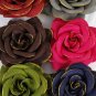 Large Silky Rose W Gold Glitter Trim w Alligator Clip Dark Multi/DZ