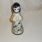 ANGEL CANDLE HOLDER MADE IN MEXICO CERAMIC 9" HIGH MOSTLY BLUE FLOWERS