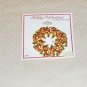 CHRISTOPHER RADIO WREATH BROOCH WITH HOLLY & RHINESTONES HOLIDAY CELEBRATIONS