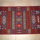 Multicolor geometric chain stitch embroidered rug