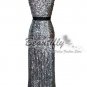 Long Sequins Silver Cocktail Prom Gown Formal Party Evening Wedding Women Dress
