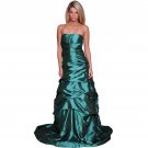New Women'd Teal Taffeta Bridesmaid Prom Gown Party Long Evening Dresses