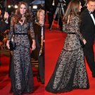 New Elegant Black Lace Long Sleeves Bridesmaid Prom Gown Wedding Women Long formal evening Dresses