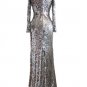 New Long Sleeves Sequins Silver Ball Evening Party Prom Formal Ball Women Dress