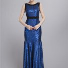 New Navy blue sequins long formal gown cocktail ball party evening prom dresses